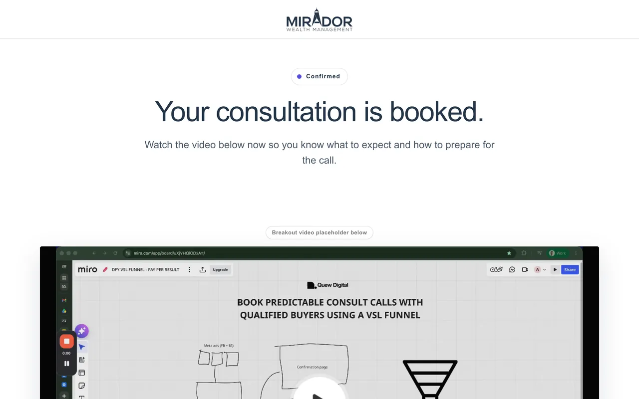 Confirmation page preview